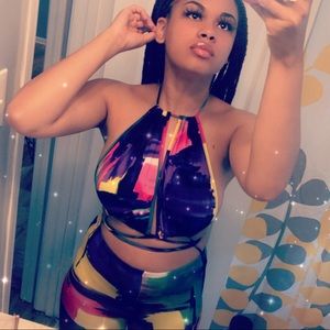 Multi colorful cut out jumpsuit